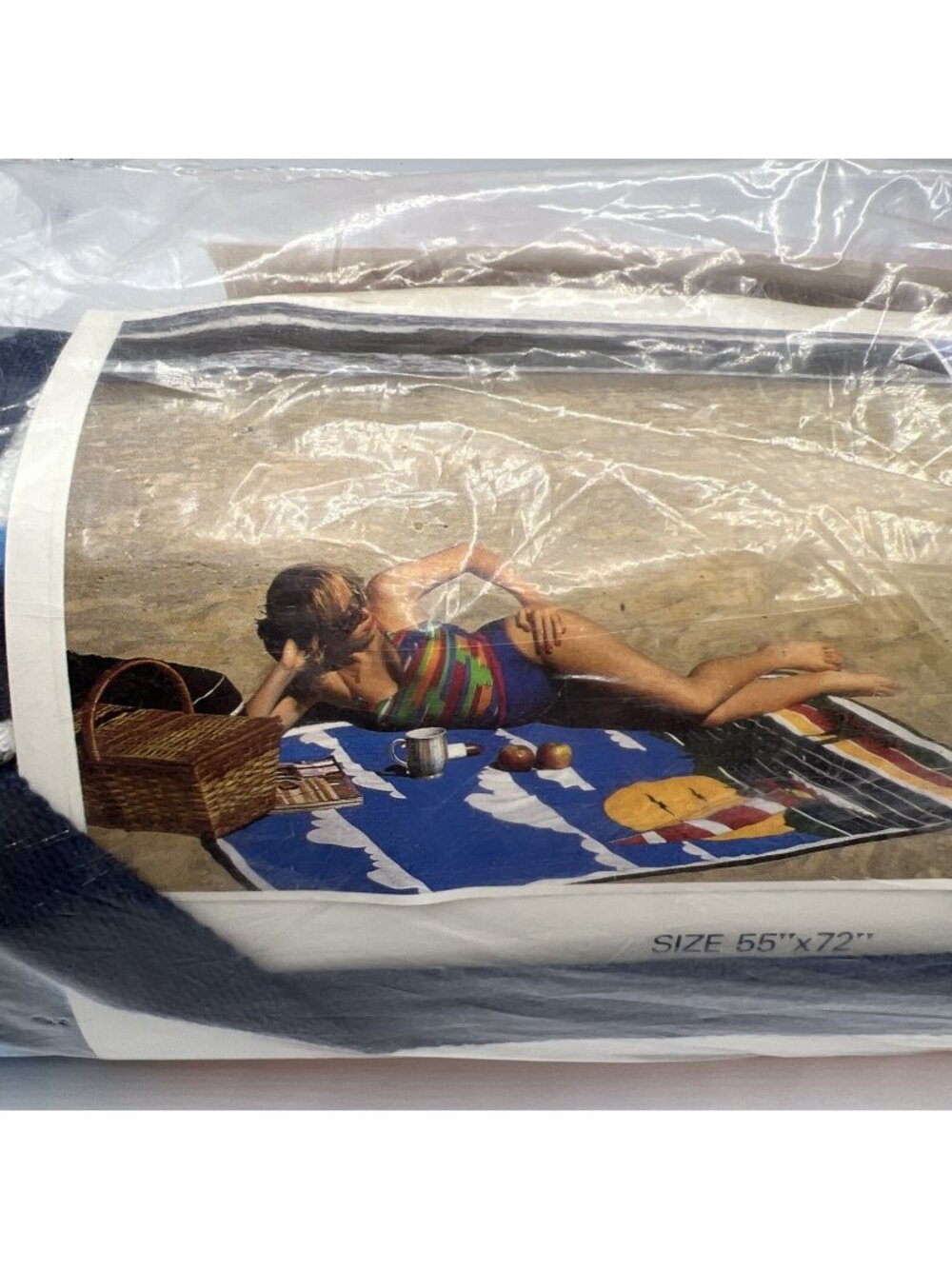 Vintage Beach Blanket Towel for Two Tropical Cotton Sailboat 50x72